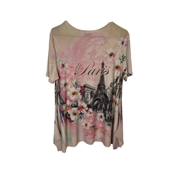 Jostar Y2K Paris Rhinestone Shirt Women's Large Vintage Stretch Tunic - Picture 3 of 5